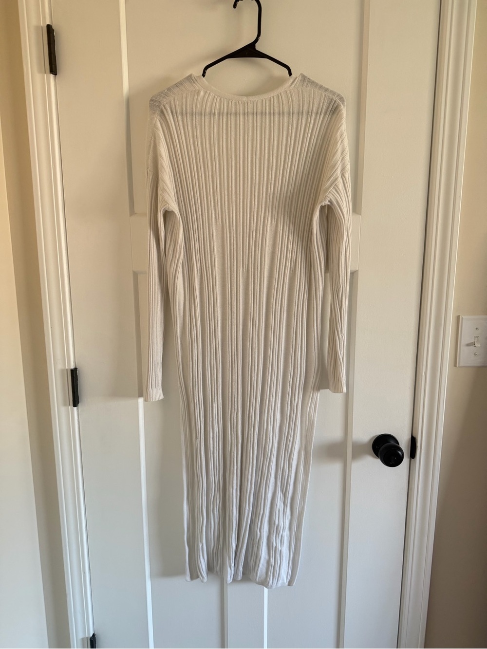 Free People Cream Ribbed Knit Button-Front Cardigan Long Duster XS - Picture 5 of 5